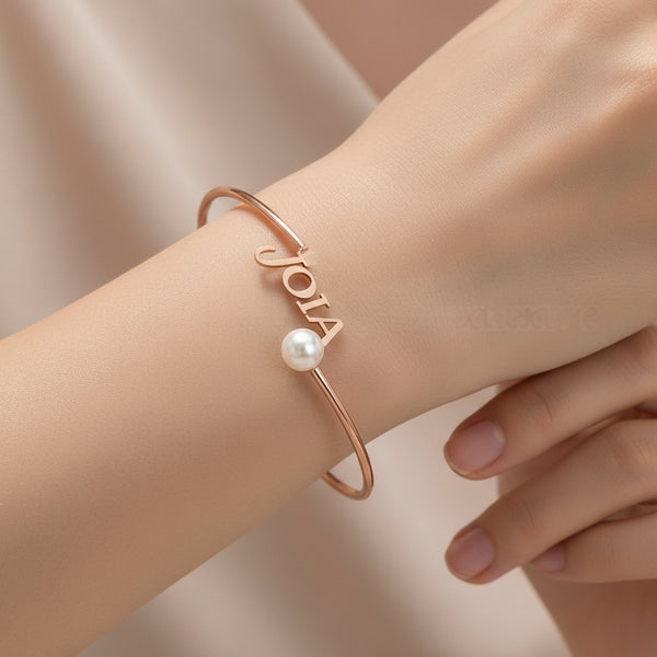 Bracelet personnalisé prénom + perle / Elva