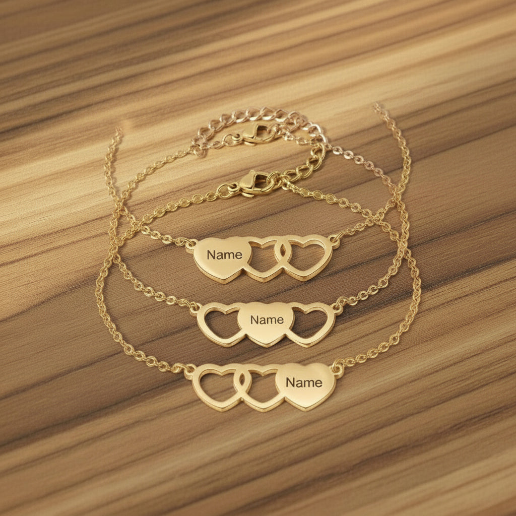 3 Bracelets personnalisé prénoms coeur / Miora
