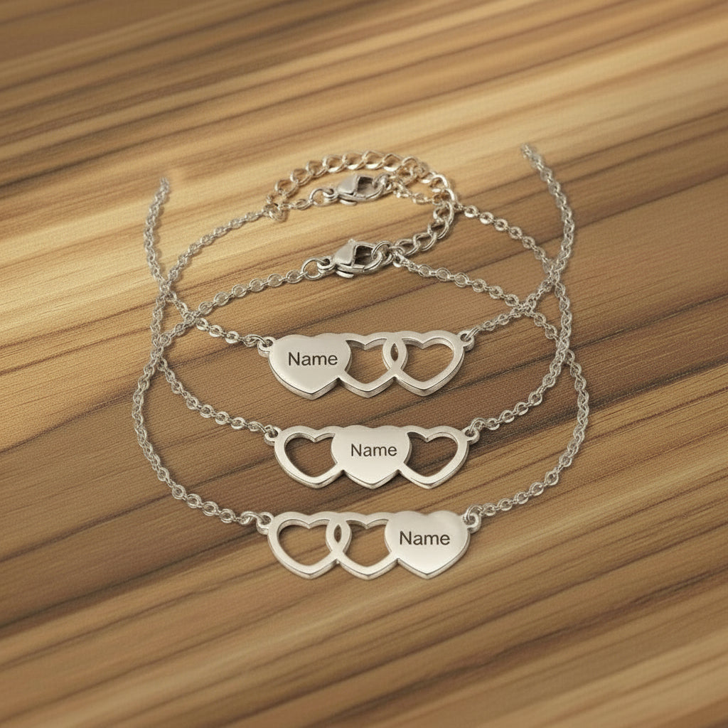 3 Bracelets personnalisé prénoms coeur / Miora